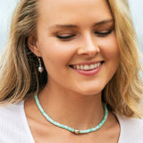 Blue Peruvian Opal Tahitian Pearl Necklace