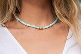 Blue Peruvian Opal Tahitian Pearl Necklace
