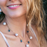 Dripping Blue Topaz Edison Pearl Necklace
