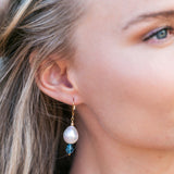Blue Topaz Edison Pearl Earrings