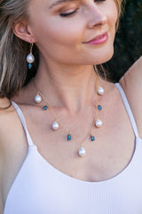 Blue Topaz Edison Pearl Earrings