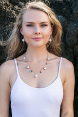 Blue Topaz Edison Pearl Earrings