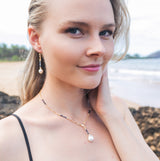 White Edison Pearl Black Spinel Cubic Zirconia Y-Style Necklace