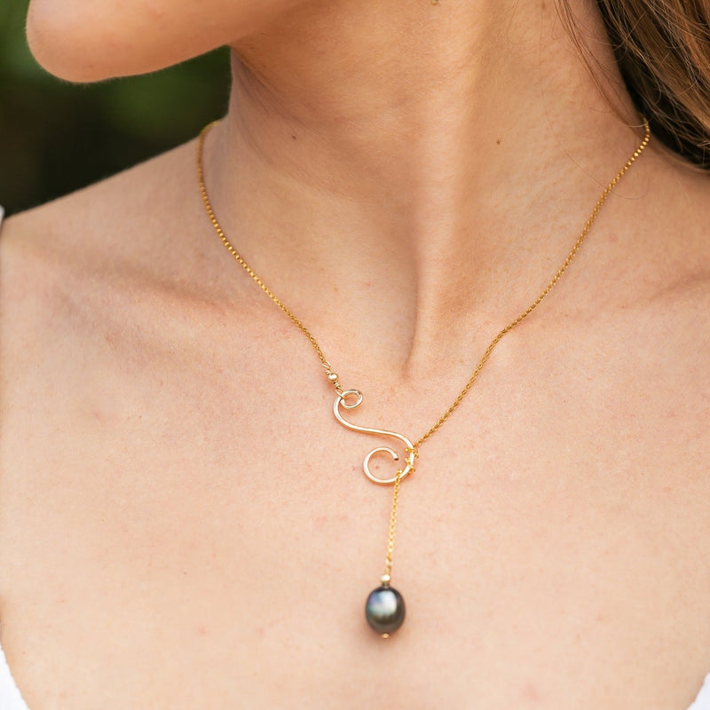 Double Spiral Tahitian Pearl Lariat