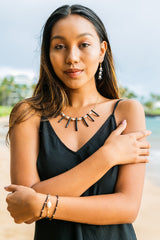 Black Coral Freshwater Pearl Earrings