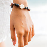 Black Lava Coin Pearl Bracelet