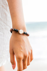 Black Lava Coin Pearl Bracelet