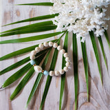 White Edison Pearl Larimar Stretchy Bracelet