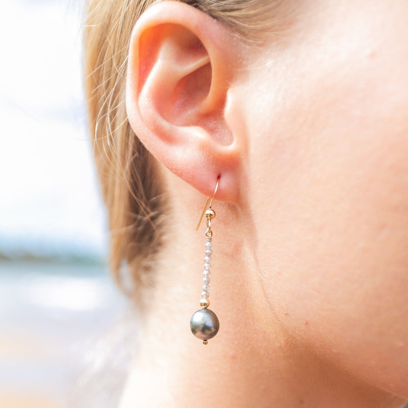 Tahitian Pearl Labradorite Earrings
