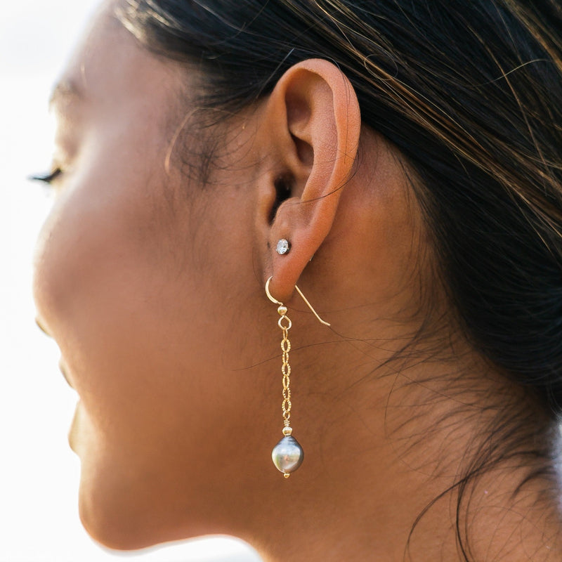Tahitian Pearls on Starburst Chain Earrings