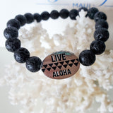 Black Lava "Live Aloha/Stay Pono" Stretchy Bracelet Unisex