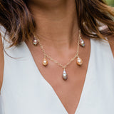 Dripping Lavender and Peach Edison Pearl Necklace