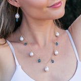 Dripping Blue Topaz Edison Pearl Necklace